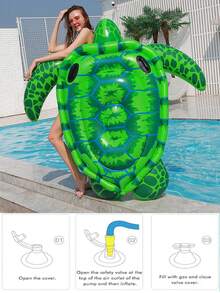 1pc Inflatable Pink Turtle Animal Pool Float, Adult Floating Lounger Hammock For Summer Swimming Pool & Beach Party, Perfect Gift For Vacation Pool Floats Relaxation - Multicolor - View 7