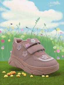 Tenis para niñas de flores, Con plantillas suaves y materiales transpirables, tenis infantil de colores suela ligera, no pesado, materiales cómodos, para exterior e interior - Rosa y Rosa - Ver 2