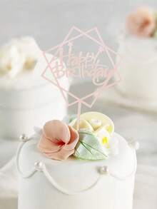 随机 6 件生日快乐蛋糕装饰闪光蛋糕挑选用于庆祝周年主题派对蛋糕装饰用品浅粉色婴儿洗礼