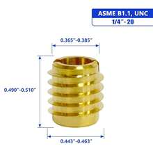 Threaded Inserts For Wood, Installation Kit, Brass, Includes 1/4-20 Knife Thread Inserts (10pcs), Drill, Installation Tool - 1 - View 2