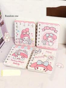Sanrio 1pc Sanrio Cartoon Notebooks, Mixed Color, Paper Material, Plain Ruling Type, For Gift