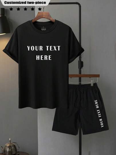 Customized T-Shirt & Drawstring Shorts/Men's 2-Piece Set/Casual/Streetwear/Sportswear/Outdoor-Tennis, Golf Style/ALL/Global/All Seasons Spring/Summer/Autumn/Fitted/Drawstring/Patch/Festival/School/Daily/Birthday/Anniversary/Other/Christmas/Halloween/Thanksgiving/Valentine's Day/Pride Month/Teacher's Day/Father's Day/St. Patrick's Day/Nurse's Day/Women's Day/Chinese New Year
