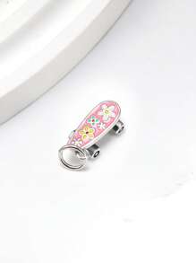 1pc Simple Unique 925 Sterling Silver Enamel Floral Skateboard DIY Pendant Women Fine Jewelry Gift