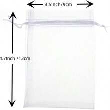 100pcs Plain Organza Drawstring Gift/Jewelry Bags - Beige - View 2