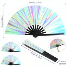 Laser Silver Folding Hand Fan, Suitable For Holiday Parties And Matching