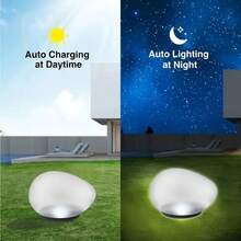 2/1pcs Solar Garden Lights Outdoor Plastic Pebble Shape Decorative Rock Lights Waterproof Suitable For Garden Lawn Trail - White - View 6