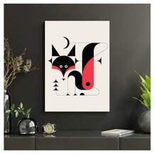1pc Frameless Scandinavian Animal Art Canvas Printing Poster Modern Minimalist Geometric Dogfish Poster Abstract Line Wall Art Living Room Bedroom Coffee Shop Children's Room Wall Decoration Home Decoration ,Wall Art With Frame