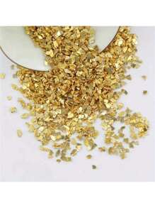 Tulikemg 100g 各式金色薄片，不对称金属玻璃片，适用于环氧树脂模具、美甲、DIY 花瓶填充物、珠宝制作和工艺装饰，1.5-3mm