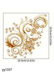 1pc Creativity 3D Yellow Golden Flower Wall Decal, Light Luxury Palace Vintage Style, For Ceramic Surface, Toilet, Bathroom, Refrigerator, Window, Bathtub, Door, Car, Living Room, Bedroom Home, Toilet Decoration Items Refresh Your Home Decor