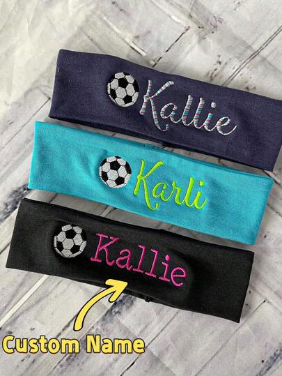 Customized Football Headband, Personalized Embroidered Name Football Sports Headband, Embroidered Letter Headband, Sports Headband Sweat-Absorbent Elastic Headband Can DIY Letter, Customized Football Team Headband, Adult And Youth General Sports Headband, Sports Letter Headband, DIY Embroidered Name Football Headband, Customized Multicolor Headband