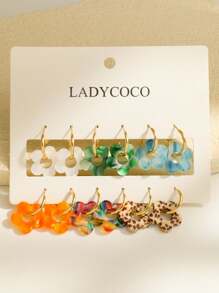 9 Pairs Of Fashionable & Cute Multicolor Tassel Pendant Earrings, Suitable For Women's Daily Wear, Dating, Traveling
