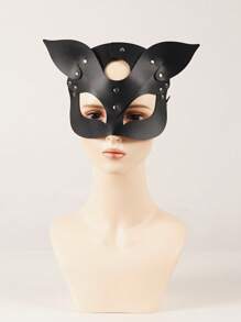 Mask Half Eyes Cosplay Face Cat Holster Mask Cosplay Mask Women's Leather Fun Cat Mask Black Halloween