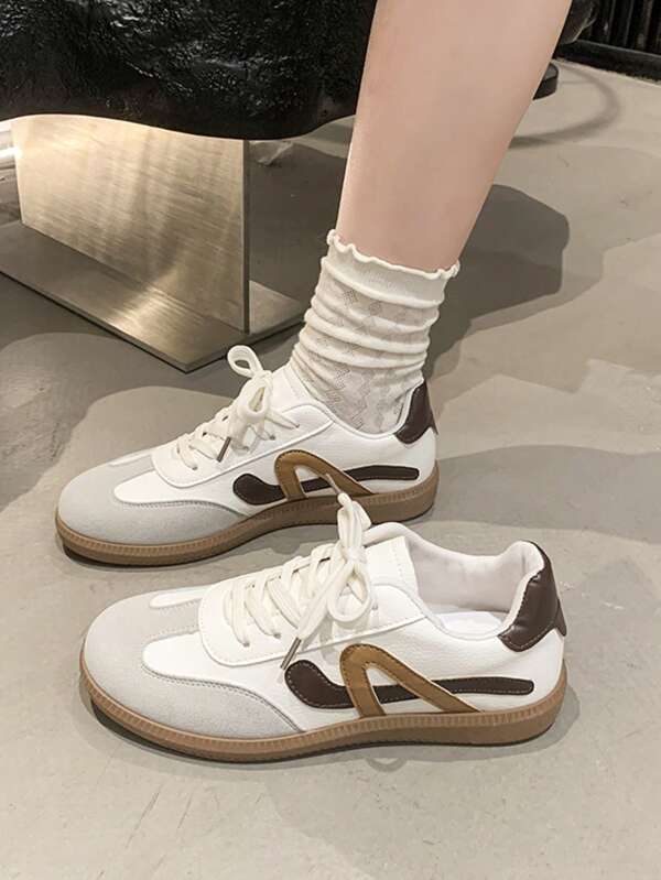 Women's Summer Lightweight Casual Flats, Non-Slip Splicing Color Outdoor Sports Shoes, Spring Autumn