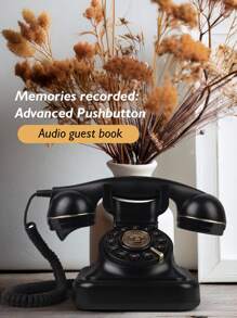 1 Pc Black Wedding Telephone, Recording Telephone, Wedding Voice Message Book (Audio Guestbook) - Vintage Message Phone Suitable For Weddings And Parties To Record Custom Audio Messages, Wedding Voice Message Recorder, Wedding Phone, Voice Message Book
