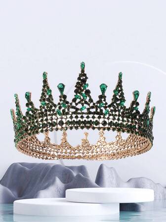 1 st geometriskt mönster bohemisk zinklegering strass brudkrona, barock stil lyxig dekorationskrona, lämplig för kvinnor bröllopsfest året runt