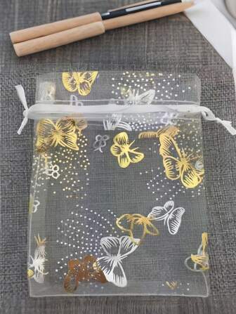 5/10/20/50/100 stuks vlindervormige meerkleurige gaaszakken, geschenkverpakkingszakken, geschenkzakken, huishoudelijke en dagelijkse benodigdheden, nylon tas opbergzakken, festival- en feestbenodigdheden, bruiloftsbenodigdheden, geschenkdecoratieverpakkingen, kleine verpakkingszakken