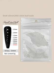 5G 微型 0.4 毫米金属小圆珠珠宝，银色和金色，美甲 DIY 配件 美甲用品 指甲 指甲饰物 指甲宝石 - 彩色 - 查看 9