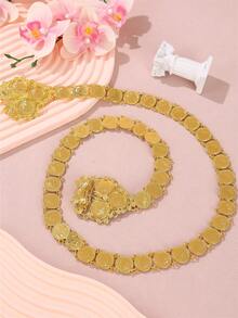 Vintage Court Style Hollow Flower & Head-Shaped Gold Coin Pattern Metal Alloy Waist Chain For Wedding, Banquet, Party Valentines,Mom,Mother,Mother's Day,Gift - Belt Waist Chain - View 11