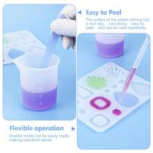 100ml 可重复使用硅胶量杯，1/3/5/10 件硅胶混合杯，用于 UV 环氧树脂艺术品制作、精密刻度调色杯、珠宝铸造模具、丙烯酸涂料浇注、杯子制作、环氧树脂工艺品 - 彩色 - 查看 8