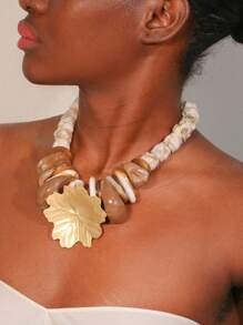 1pc Bohemian Eye-Catching Large Amber Necklace