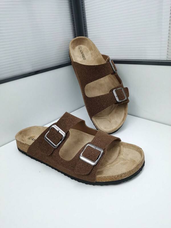 Men Fashion Soft Cork Sole Comfortable Sandals Slip-On Mule Slippers, Outdoor Beach Walk Slippers For Men & Women Couples