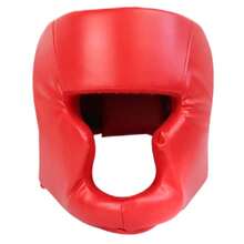 Adults/Child MMA Safety Boxing Gloves Helmet Head Gear Protectors PU Leather Gloves Kids Boxing Training Kickboxing Boxer Target - 紅色頭盔 - 查看 2
