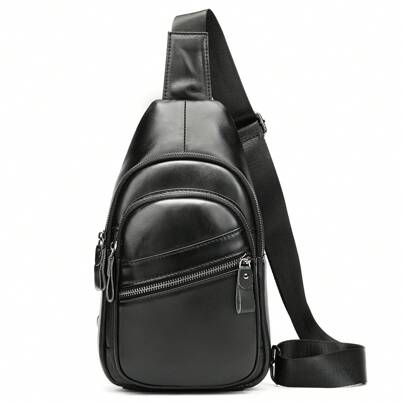 Local Shipping-Minimalist Crossbody Chest Bag With Multi-Pocket Design, Adjustable Shoulder Strap, Ideal For Travel And Everyday Use-Men's Genuine Sli