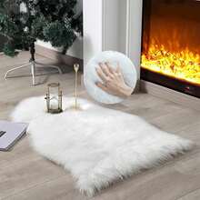 Soft & Fluffy Faux Fur Rug - Luxurious Faux Fur Carpet, Soft & Plush, Machine Washable, Suitable For Bedroom & Living Room Decor, White Long Pile Rug, Plush Backing, Polyester Material, Suitable For Nursery & Sofa, Asymmetric Shape - White - View 1