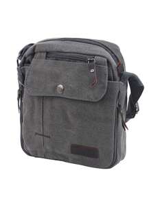 男士帆布斜挎包：带有多个口袋的时尚单肩包 - 非常适合户外旅行！