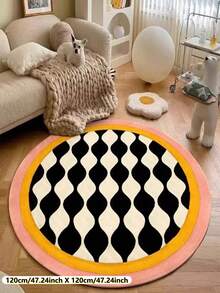 1pc, [Best Seller] Wavy Anti-Fatigue Round Creative Design Area Rug, Living Room Rug, Bedroom Rug, Personalized Decorative Rug, Entryway Rug, Kitchen Rug, Bathroom Rug, Gaming Room Rug, Study Room Rug