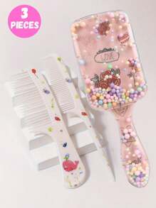 3pcs/2pcs Cartoon Hair Comb Set - Wet And Dry Combing And Styling Brush For All Hair Types, Durable ABS Plastic Handle, Perfect Gift Choice(Purple Unicorn Comb Pattern Random)