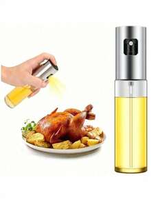 1 件厨房油喷雾调味瓶，可再填充玻璃油喷雾器，用于烹饪，不锈钢细雾橄榄油分配器，可重复使用的厨房油喷雾器，用于烧烤，烘焙和沙拉，方便的食品喷雾器，覆盖均匀，易于清洁和填充，非常适合健康烹饪，耐用且防漏设计，非常适合控制用油。