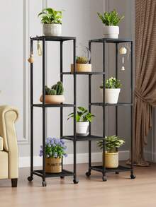 1pc Indoor/Balcony Decor Plant Stand, Nordic Iron Art Minimalist Multi-Layer Hanging Plant Pot Display Rack For Living Room, Suitable For Greenery - Black - View 8