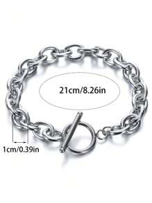 1 pieza Pulsera con cierre en forma de O de acero inoxidable de moda, adecuada para el uso diario de los hombres