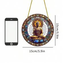 1 Piece, Buddha Light Catcher, 2D Circular Acrylic Sign, Used For Garden, Courtyard, Porch, Window Decoration, Gift For Friends