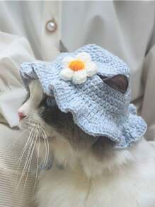 1pc Handmade Knitted Pet Hat, Cute Funny Costume For Cats And Small Dogs