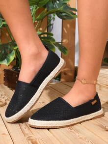 Novas sapatilhas femininas da moda, largas, bico redondo, de linho, respiráveis, sem cadarço, tamanho até 43, confortáveis e sem cheiro