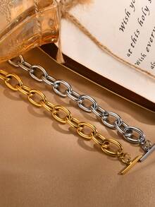 Fashion Bracelet Stainless Steel OT Buckle Thick Chain Large Chain Fashion Jewelry Women - Multicolor - View 4