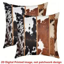 2 Peças Capa de Almofada Estilo País Ocidental Estampa de Couro de Vaca, 45x45cm, Impressão Unilateral, Fechamento com Zíper, Lavável em Máquina, Capa de Almofada Decorativa em Poliéster, Adequada para Decoração de Diversos Ambientes