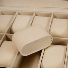 1 pieza Caja de almacenamiento de cuero de gran capacidad para relojes, estuche de exhibición de relojes y almacenamiento de joyas - Negro - Ver 6