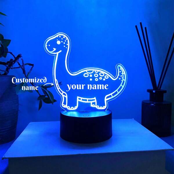 1 pièce Lampe de nuit dinosaure 3D multicolore personnalisable, cadeau créatif pour anniversaire, décoration de chambre, lampe à changement de couleur tactile