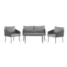 4-Pieces Outdoor Metal Patio Furniture Set, 4-Seat Patio Furniture Sofa Set With Cushion, Modern Outdoor Furniture Deep Seating For Porch, Garden, Backyard, Balcony, Grey - Nhiều màu - Xem 3