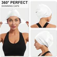 قبعة سباحة سيليكون فائقة الحجم لذوي الشعر الطويل - قبعات السباحة للنساء والرجال - قبعة مقاومة للماء وآمنة ومريحة ومتينة للاستخدام في المسبح والشاطئ