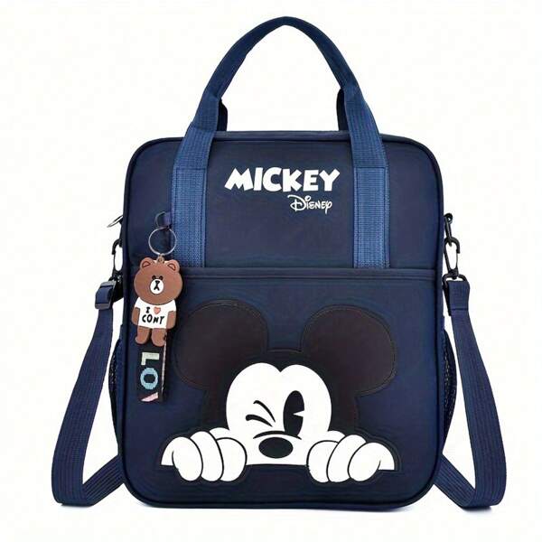 Disney Collection Oxford Textile Backpack - Removable-Strap, Water-Resistant, Multifunctional Crossbody Bag, Tote Bag School Bag With Polyester Lining And Animal Print Design - Preppy Cartoon Theme School Supplies,Back To School