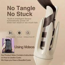 1pc Electric Automatic Hair Curler With 28mm Barrel, Rotating Curling Iron, 4 Temperature Modes, Anti-Scald Design, Loose Waves & Beachy Curls, Suitable For Hair Styling