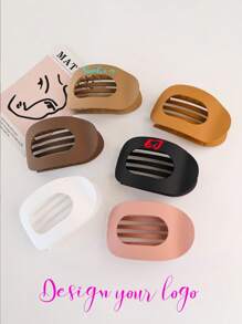 1pc Custom Flat Round Hair Claw Clip, Strong Alligator Jaw, Comfortable Curved Design, Suitable For Yoga, Date, Multipurpose