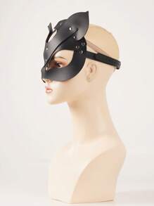 Mask Half Eyes Cosplay Face Cat Holster Mask Cosplay Mask Women's Leather Fun Cat Mask Black Halloween