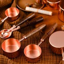 Customized Walnut Wood Measuring Cup & Scoop Set, 4pcs Stainless Steel Measuring Spoons, 4pcs Stainless Steel Measuring Cups, Great Gift For Family, Love, Friends, Coworkers, Leaders, Birthday, Festival, Business - Walnut - View 4