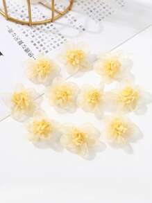 10pcs Soft Sheer Fabric Mini Flower Decor, Faux Flower For DIY Headpiece, Brooch, Hair Clip, Clothing Accessories, Home Decor, Bedroom Decoration