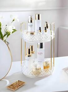 Rotating Cosmetic Storage Box, Bathroom Rotating Makeup Rack, Large Capacity Makeup Storage Vanity Organizer, Suitable For Cosmetics, Perfume, Skin Care, Lipstick (Transparent),For Holiday Beach, Bathroom Collection, Bedroom Collection, Large Capacity